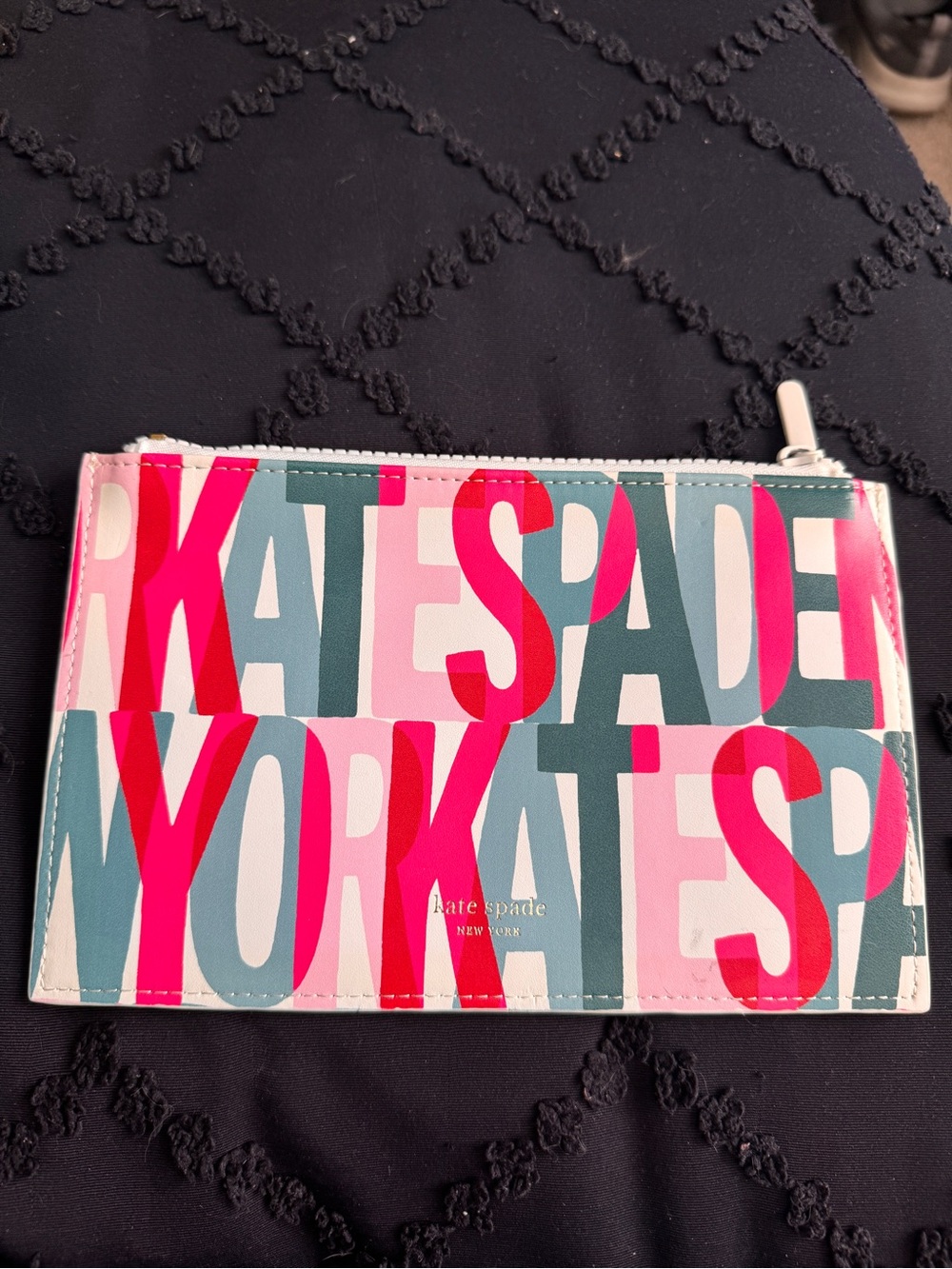 kate spade Multicolor Logo Zip Pouch - Pink, Teal, Cream